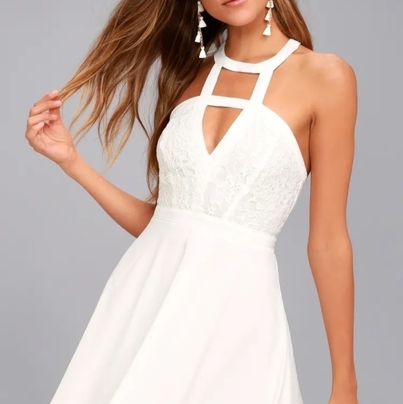Lulus All My Daydreams White Lace Skater Dress XS - Picture 2 of 12